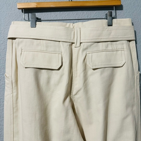 Zara Women Oyster White Bloggers Fav High-Rise Belted Cotton Loose Pants Sz L - Picture 11 of 15